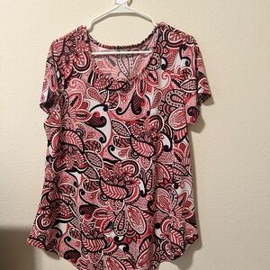 Cato Red and Black Paisley Women's Blouse